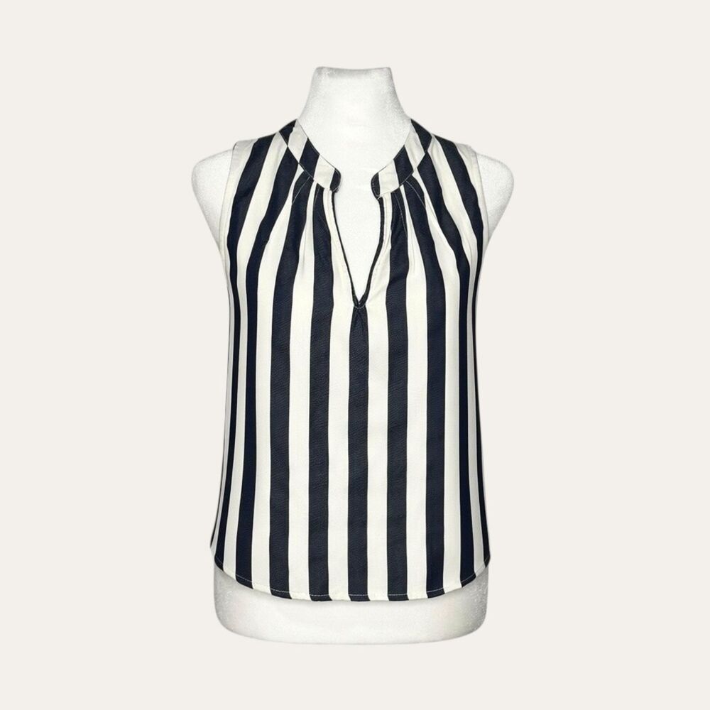 Design Recipe Striped Sleeveless Notch Neck Blouse- Size Large